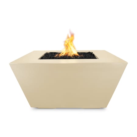 The Outdoor Plus 36 Square Redan Fire Pit, GFRC Concrete, Vanilla, Spark Ignition with Flame Sense, Liquid Propane OPT-RDN36FSEN-VAN-LP